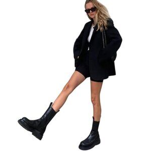 Bottega Veneta black Lug Chelsea leather ankle boots size 36.5